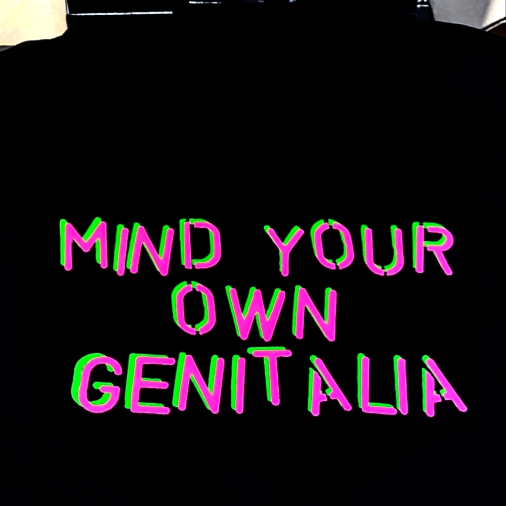 Queeriosities Original: Mind Your Own Genitalia T-Shirt
